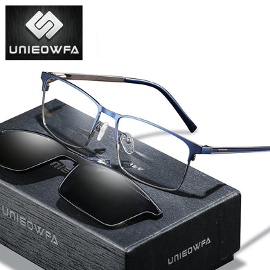 Prescription Eyeglasses Frame Myopia Magnet Clip On Glasses Frame Men Optical Polarized Magnet Clip On Sunglasses Men Rectangle