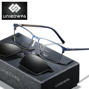 Prescription Eyeglasses Frame Myopia Magnet Clip On Glasses Frame Men Optical Polarized Magnet Clip On Sunglasses Men Rectangle