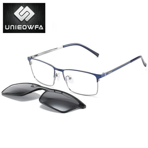 Prescription Eyeglasses Frame Myopia Magnet Clip On Glasses Frame Men Optical Polarized Magnet Clip On Sunglasses Men Rectangle