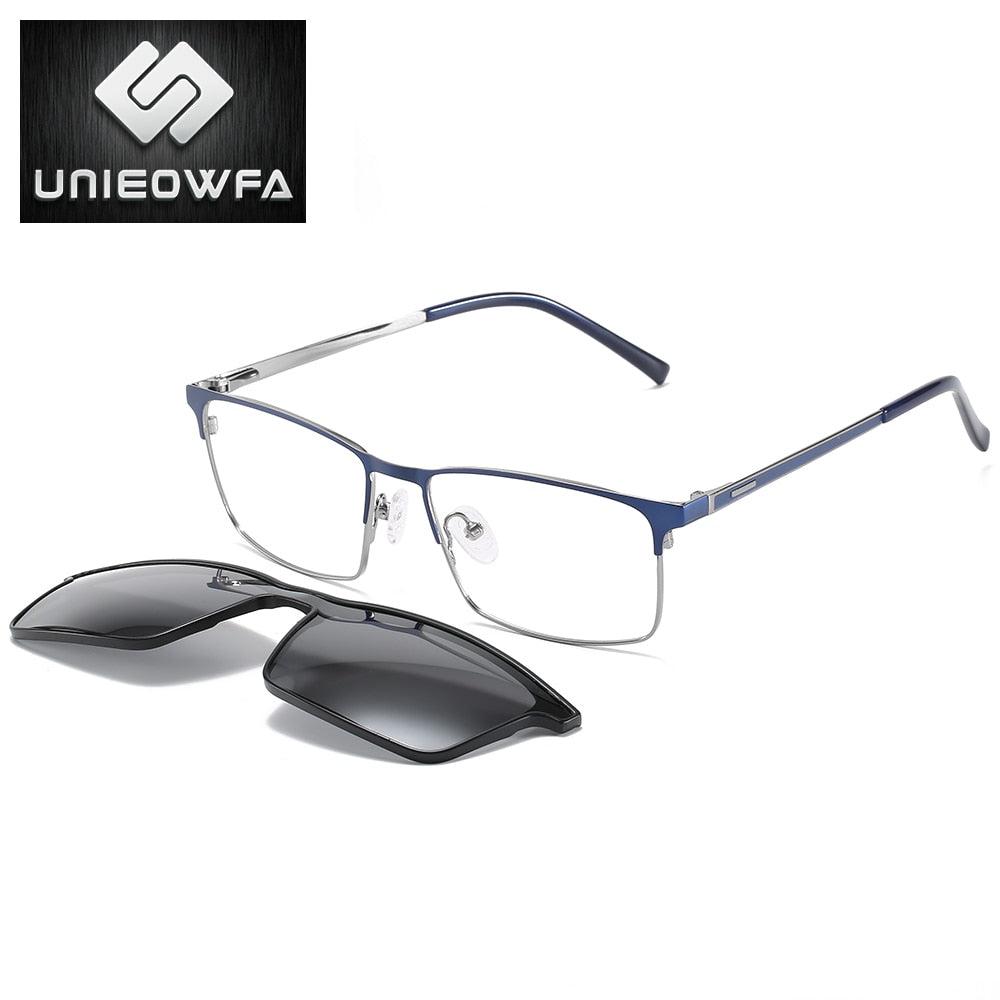 Prescription Eyeglasses Frame Myopia Magnet Clip On Glasses Frame Men Optical Polarized Magnet Clip On Sunglasses Men Rectangle