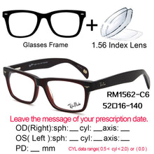 Load image into Gallery viewer, Prescription Eyeglasses Lens Eyewear Rectangle Acetate Reading Men Women Vintage 1.56index Gray Wine White Brown RM1562