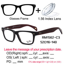 Load image into Gallery viewer, Prescription Eyeglasses Lens Eyewear Rectangle Acetate Reading Men Women Vintage 1.56index Gray Wine White Brown RM1562