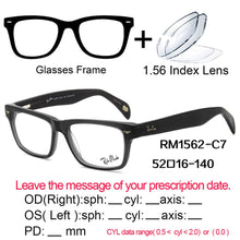 Load image into Gallery viewer, Prescription Eyeglasses Lens Eyewear Rectangle Acetate Reading Men Women Vintage 1.56index Gray Wine White Brown RM1562