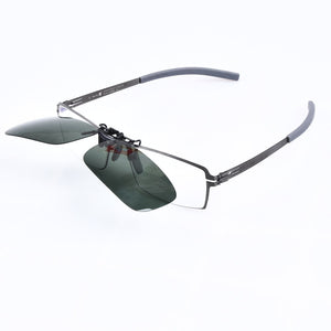 Prescription Eyeglasses Square Frame with Polarized Sunglasses Lenses Clip-on No Screw Lightweight  Eyewear Men/Women