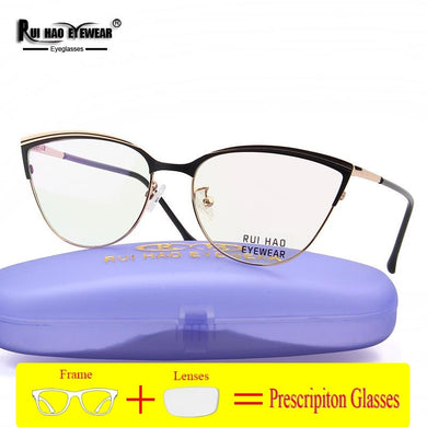 Prescription Eyeglasses Women Cat Eye Glasses Fill Resin Lenses Rui Hao Eyewear Spectacles Frame Women 8502