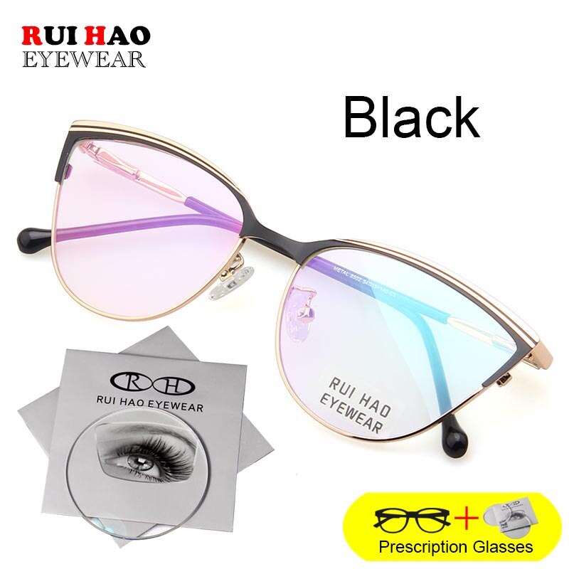 Prescription Eyeglasses Women Cat Eye Glasses Fill Resin Lenses Rui Hao Eyewear Spectacles Frame Women 8502