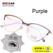 Load image into Gallery viewer, Prescription Eyeglasses Women Cat Eye Glasses Fill Resin Lenses Rui Hao Eyewear Spectacles Frame Women 8502