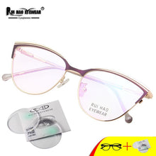 Load image into Gallery viewer, Prescription Eyeglasses Women Cat Eye Glasses Fill Resin Lenses Rui Hao Eyewear Spectacles Frame Women 8502