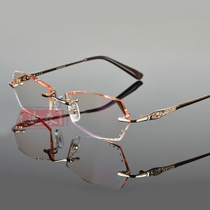 Prescription Glasses Women Eyewear Gradient Dark Color Lenses Rhinestone Glass Eyewear