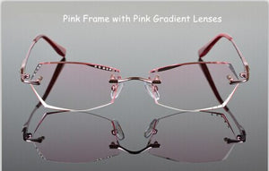 Prescription Glasses Women Eyewear Gradient Dark Color Lenses Rhinestone Glass Eyewear