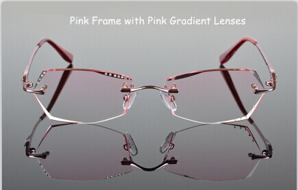 Prescription Glasses Women Eyewear Gradient Dark Color Lenses Rhinestone Glass Eyewear