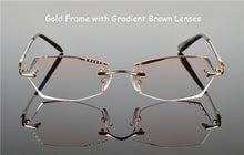 Load image into Gallery viewer, Prescription Glasses Women Eyewear Gradient Dark Color Lenses Rhinestone Glass Eyewear