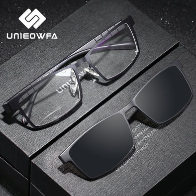 Prescription Magnet Clip On Eyeglasses Frame Men Polarized Optical Myopia Glasses Frame Men Clear Magnet Clip On Sunglasses Male