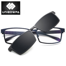 Load image into Gallery viewer, Prescription Magnet Clip On Eyeglasses Frame Men Polarized Optical Myopia Glasses Frame Men Clear Magnet Clip On Sunglasses Male