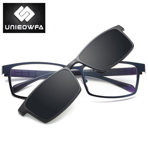 Prescription Magnet Clip On Eyeglasses Frame Men Polarized Optical Myopia Glasses Frame Men Clear Magnet Clip On Sunglasses Male