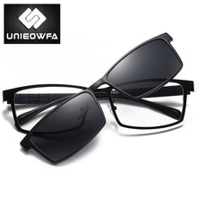 Load image into Gallery viewer, Prescription Magnet Clip On Eyeglasses Frame Men Polarized Optical Myopia Glasses Frame Men Clear Magnet Clip On Sunglasses Male