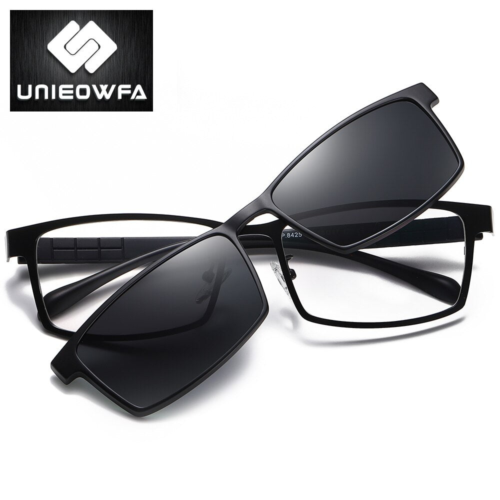 Prescription Magnet Clip On Eyeglasses Frame Men Polarized Optical Myopia Glasses Frame Men Clear Magnet Clip On Sunglasses Male