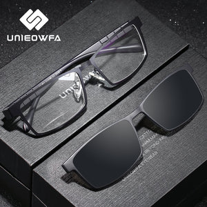 Prescription Magnet Clip On Eyeglasses Frame Men Polarized Optical Myopia Glasses Frame Men Clear Magnet Clip On Sunglasses Male