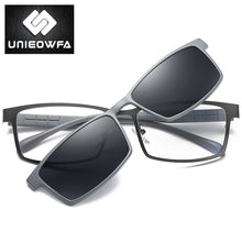 Load image into Gallery viewer, Prescription Magnet Clip On Eyeglasses Frame Men Polarized Optical Myopia Glasses Frame Men Clear Magnet Clip On Sunglasses Male
