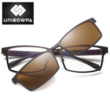 Load image into Gallery viewer, Prescription Magnet Clip On Eyeglasses Frame Men Polarized Optical Myopia Glasses Frame Men Clear Magnet Clip On Sunglasses Male