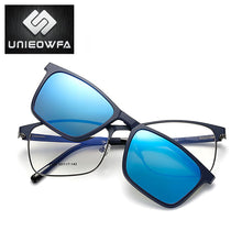 Carica l&#39;immagine nel visualizzatore di Gallery, Prescription Magnet Clip On Glasses Frame Men Myopia Optical Eyeglasses Frame Polarized Magnet Clip On Sunglasses Male Square