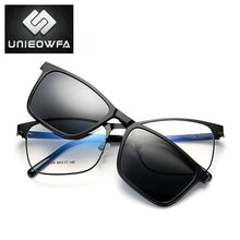 Carica l&#39;immagine nel visualizzatore di Gallery, Prescription Magnet Clip On Glasses Frame Men Myopia Optical Eyeglasses Frame Polarized Magnet Clip On Sunglasses Male Square