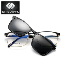 Carica l&#39;immagine nel visualizzatore di Gallery, Prescription Magnet Clip On Glasses Frame Men Myopia Optical Eyeglasses Frame Polarized Magnet Clip On Sunglasses Male Square