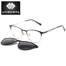 Load image into Gallery viewer, Prescription Magnet Clip On Glasses Frame Women Polarized Magnet Clip on Sunglasses Women Optical Myopia Eyeglasses Frame Female