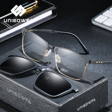 Load image into Gallery viewer, Prescription Magnet Clip on Sunglasses Men Myopia Optical Sun Glasses For Men Polarized Magnet Clip Glasses Male UV400 Alloy