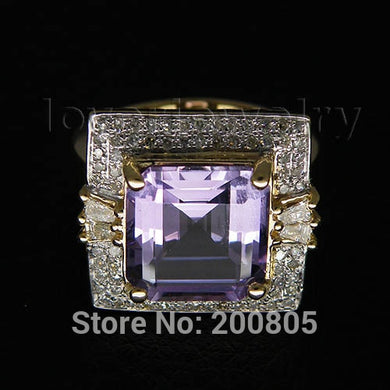 Princess Cut Solid 14kt Gold 6.10Ct Diamond Purple Amethyst Ring,Wedding Amethyst Ring BAB1417