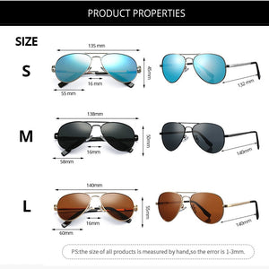 Pro Acme 3 SIZE Classic Pilot Sunglasses Men Women Polarized Metal Frame Mirrored Lens Glasses for Driving  for Kids PC0324