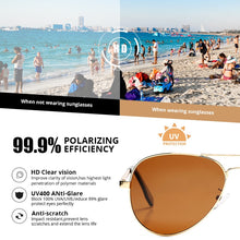 Load image into Gallery viewer, Pro Acme 60mm Brown Oversized Pilot Polarized Sunglasses Men Women Metal Frame Glasses for Driving with Spring Hinges PA0329