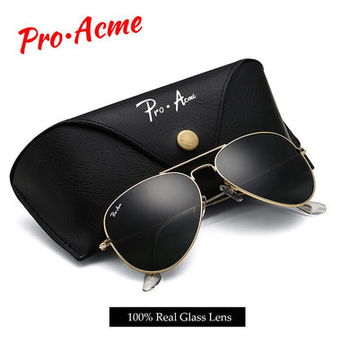 Pro Acme Brand Classic Pilot Sunglasses for Men Women Metal Frame 100% Real Glass Lens 55mm PA0325