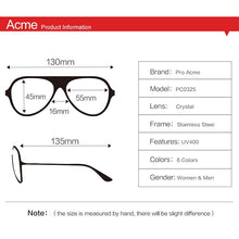 Load image into Gallery viewer, Pro Acme Brand Classic Pilot Sunglasses for Men Women Metal Frame 100% Real Glass Lens 55mm PA0325