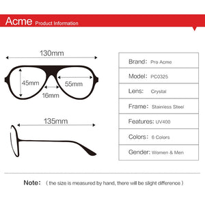 Pro Acme Brand Classic Pilot Sunglasses for Men Women Metal Frame 100% Real Glass Lens 55mm PA0325