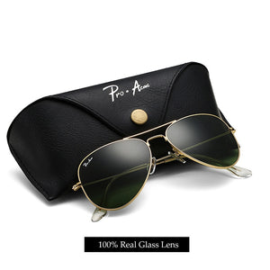 Pro Acme Brand Classic Pilot Sunglasses for Men Women Metal Frame 100% Real Glass Lens 55mm PA0325
