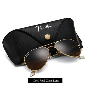 Pro Acme Brand Classic Pilot Sunglasses for Men Women Metal Frame 100% Real Glass Lens 55mm PA0325