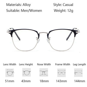 Professional Optical Glasses Frame Retro Women Myopia Hyperopia Alloy Glasses Frame Men Ultra-light Prescription Glasses