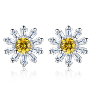 Promotion 925 sterling silver fashion shiny crystal snowflake ladies`stud earrings jewelry female Christmas gift Anti allergy