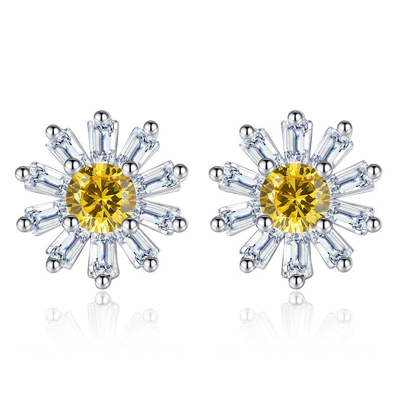 Promotion 925 sterling silver fashion shiny crystal snowflake ladies`stud earrings jewelry female Christmas gift Anti allergy