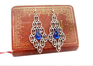 Promotion Hyperbole Hollow Blue Crystal Drop Earrings Mujeres Bijoux Jewelry Birthd Gift Earrings E5102