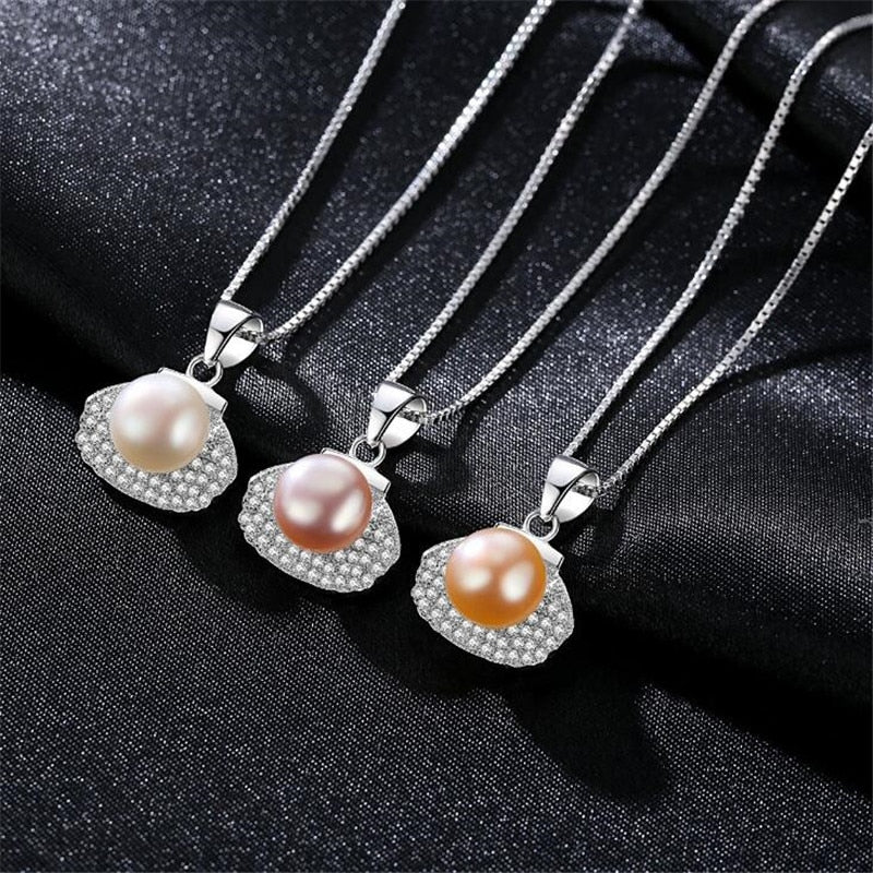 Promotion Pearl Pendant AAAA Trendy Natural Pearl Necklace & Pendant White Pink Purple Pearl Necklace For Women Pearl Jewelry