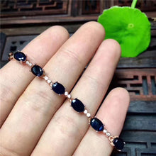 Load image into Gallery viewer, Promotion sapphire bracelet natural dark blue sapphire gemstone bracelet solid 925 silver gemstone bracelet
