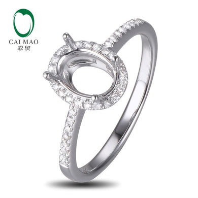Promotions Oval 5.5x7.5mm 14k White Gold 0.18ct Natural Diamonds Engagement Ring