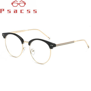 Psacss Round Transparent Glasses Clear Len Women Men Spectacle Myopia Eyeglasses Frame  Brand Designer Nerd Optical Frame