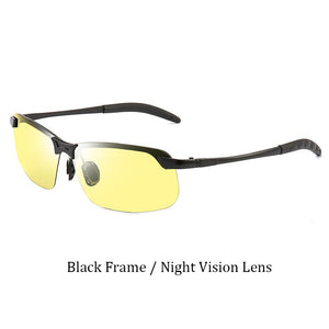Psacss Square Sunglasses Men Pochromic Brand Designer Driving Fishing Sun Glasses Men's High Quality Metal Frame Mirror UV400