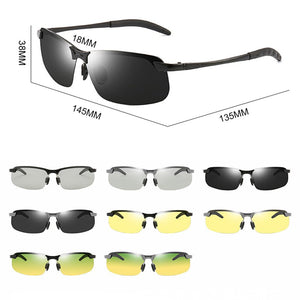 Psacss Square Sunglasses Men Pochromic Brand Designer Driving Fishing Sun Glasses Men's High Quality Metal Frame Mirror UV400