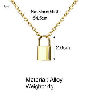 Punk Chain with Lock Necklace for Women Men Padlock Pendant Necklace 2020 Statement Gothic Cool Collier Femme Fashion Jewelry