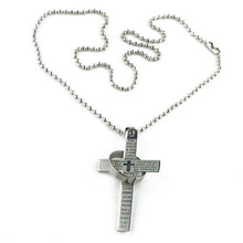 Carica l&#39;immagine nel visualizzatore di Gallery, Punk Cross Letter Necklaces&amp;Pendants For Men Stainless Steel Gold Color Male Pendant Necklaces Prayer Lover Jewelry Gift