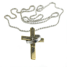 Carica l&#39;immagine nel visualizzatore di Gallery, Punk Cross Letter Necklaces&amp;Pendants For Men Stainless Steel Gold Color Male Pendant Necklaces Prayer Lover Jewelry Gift